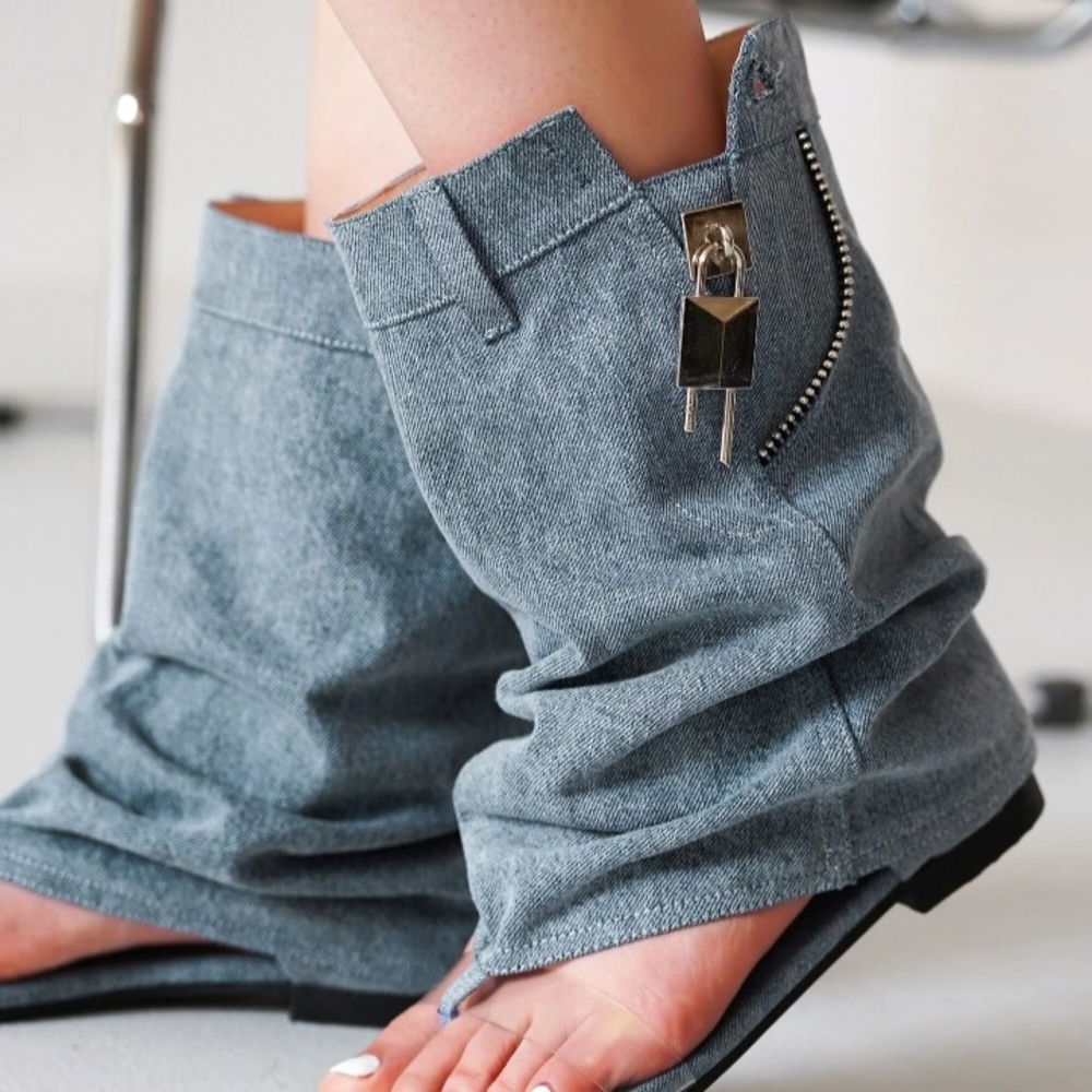 Unique Gray Denim Leg Warmers